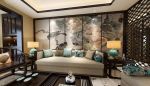 300平别墅新中式风格客厅沙发背景墙壁画家装图片