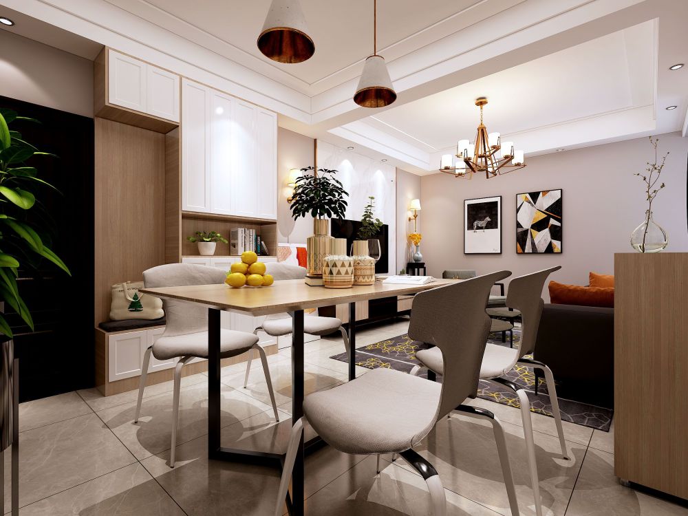 90平米现代风格二居室餐厅装修设计效果图欣赏