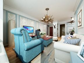 地中海风格129平米三居室客厅沙发装修效果图