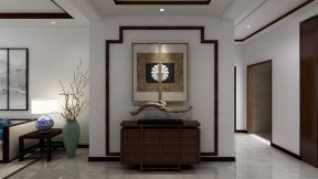 新中式风格125平米三居室背景墙装修设计效果图