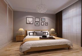 北欧风格95平三居卧室纯色窗帘效果图片
