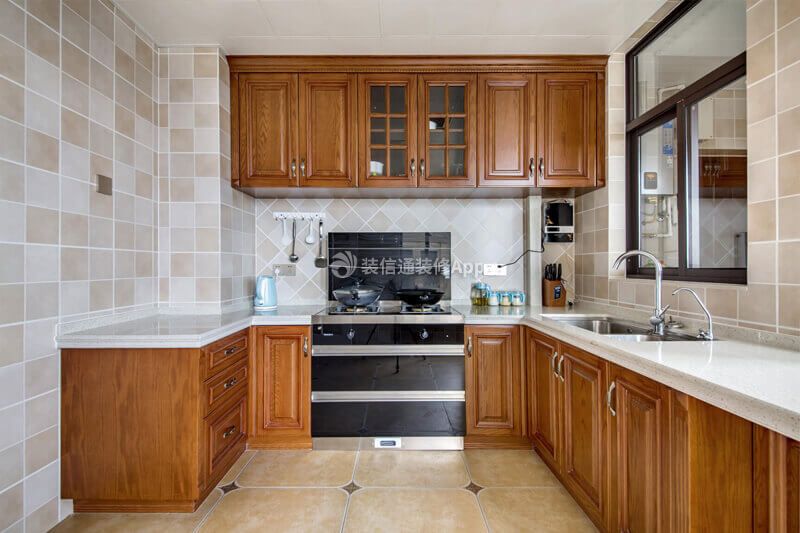 三居112平美式风格厨房装修设计图