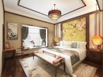 中式风格170平米四居室卧室床头背景装修效果图
