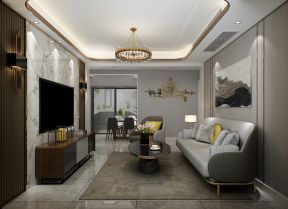 93平米现代轻奢风格二居室客厅装修设计效果图