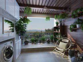 140平米现代三居室阳台洗衣机装修效果图