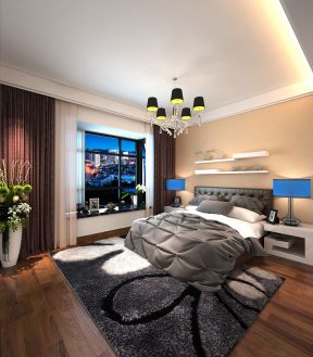 现代139平米三居室卧室地毯家装效果图