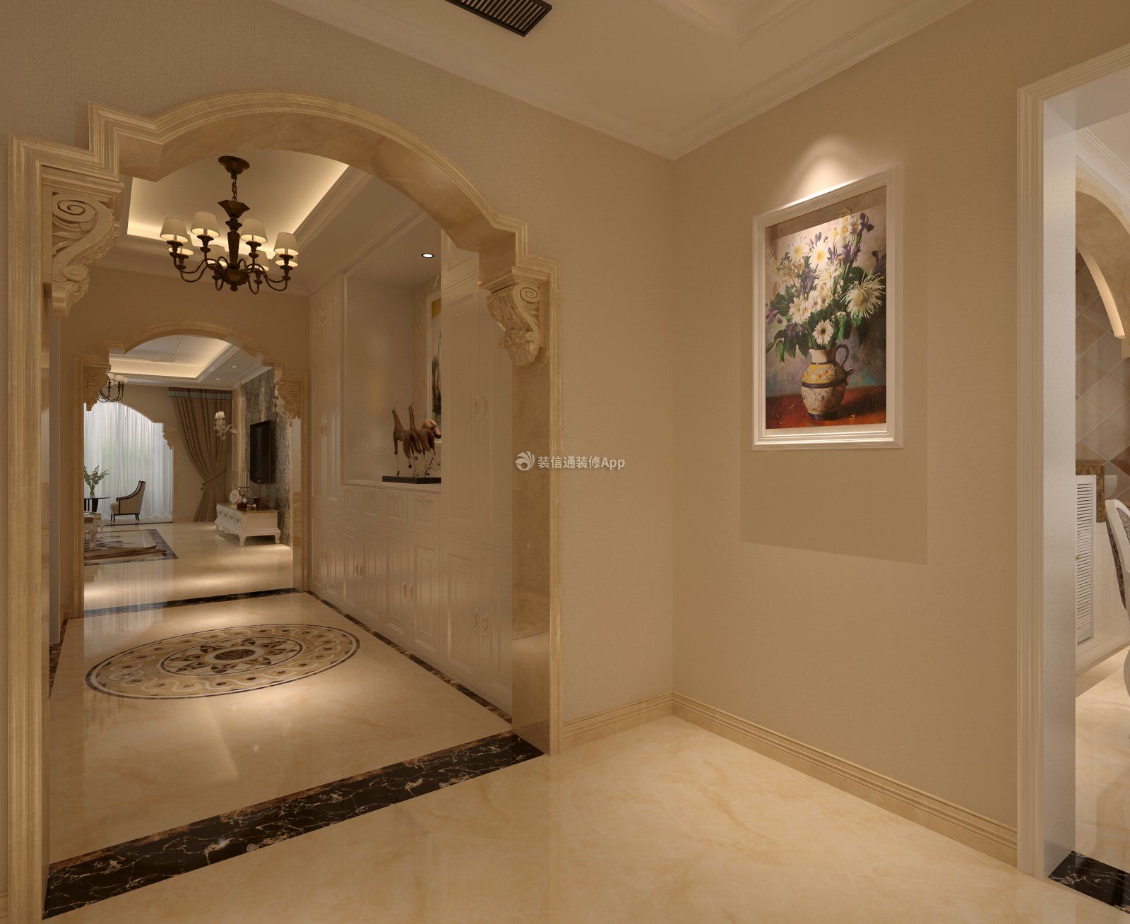 200平米四居室美式风格走廊装修设计效果图