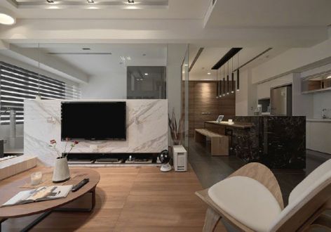 110平米三居室现代日式混搭风格装修设计效果图