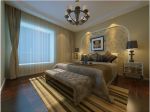 美式风格169平米三居室卧室窗帘装修效果图