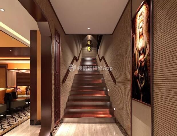 1500平米中式风格瑜伽馆楼梯装修效果图