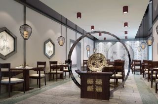 390平米中式风格餐厅餐桌装修效果图大全