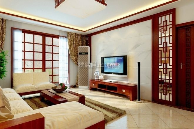 中式客厅电视墙装修图 中式客厅的效果图 