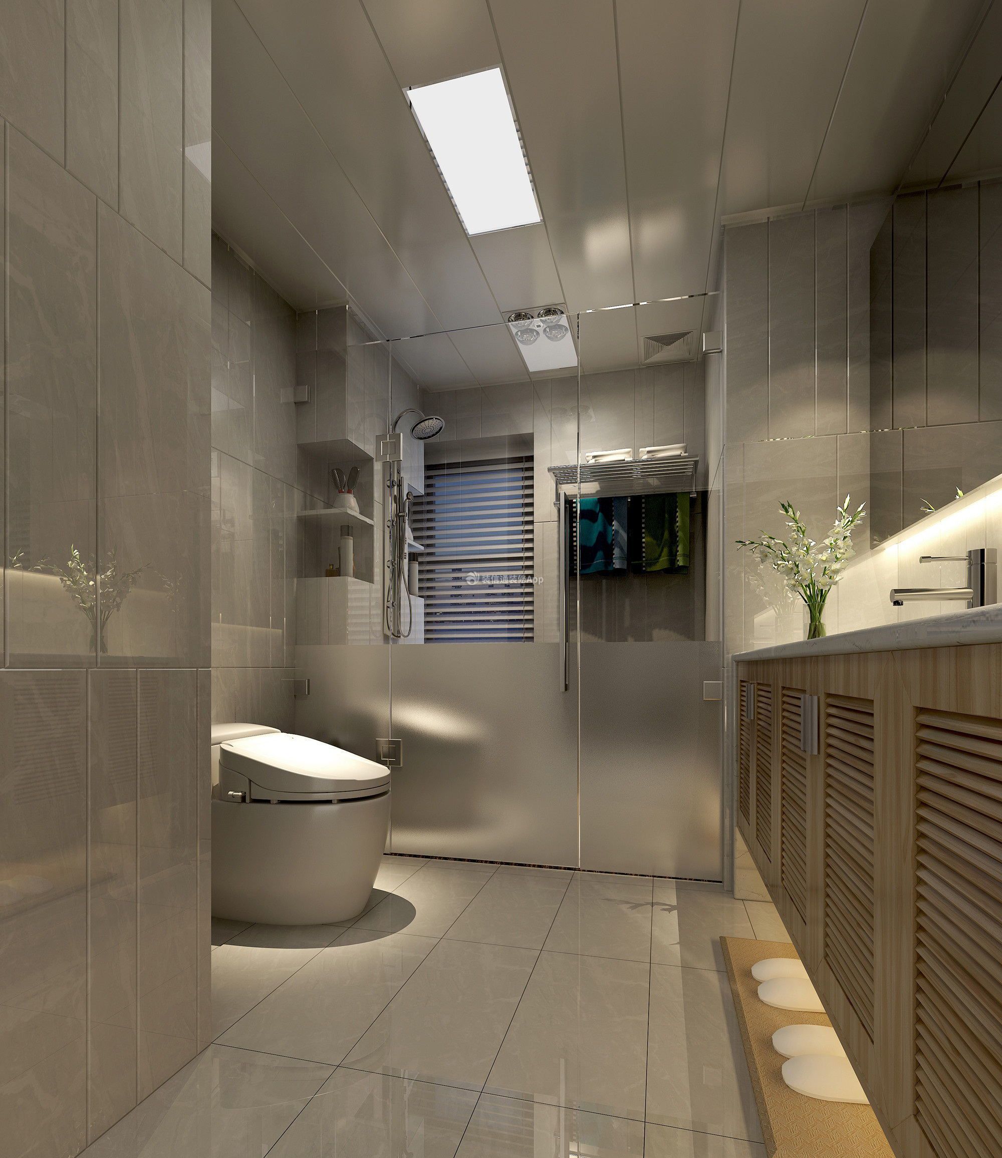 现代风格90平米三居室卫生间灯设计效果图
