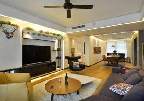 松湖豪庭90平米现代三居室装修效果图