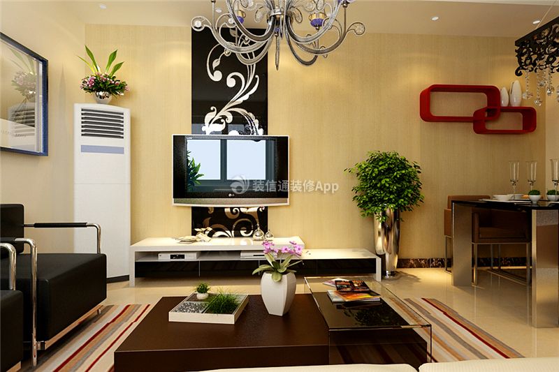 95平米两室一厅现代风格电视背景墙装修设计效果图