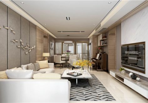 世纪绿洲富景轩126平方米现代三居室装修效果图