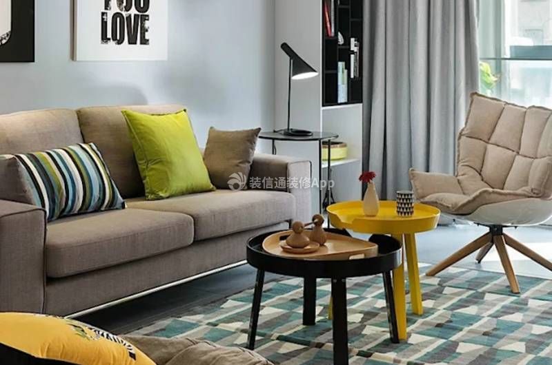 三居95平现代简约风格客厅沙发装修效果图