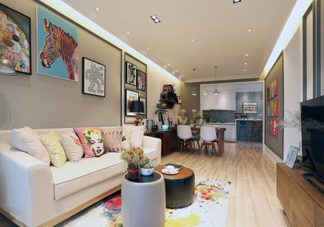 锦绣华庭现代简约88平米两居室装修案例