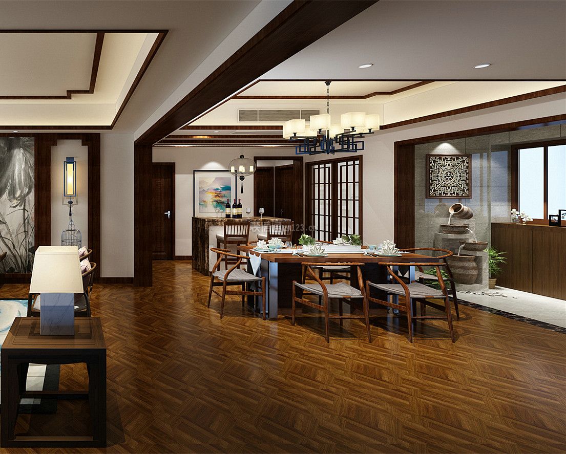 南滨上院150平米三居室新中式风格装修效果图