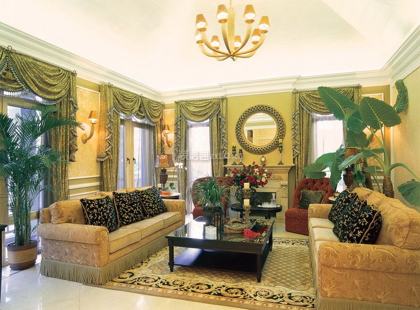 美式客厅沙发组合 美式客厅沙发效果图  