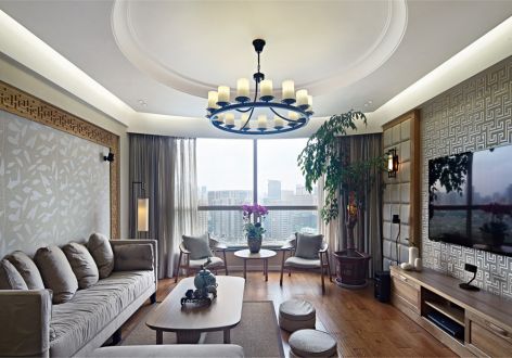 常发豪庭国际180平米中式风格三居室装修效果图
