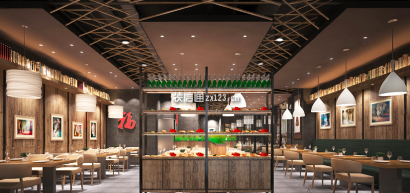 江杨路中餐厅中式风格800平装修效果图