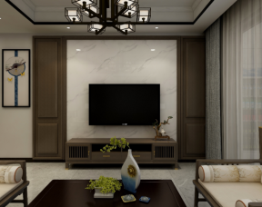 新中式家居客厅电视背景墙装修图片精选