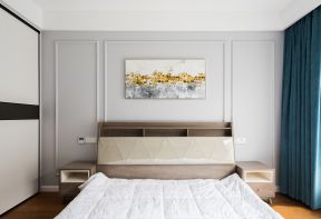 简约美式家居卧室床头造型装修图片