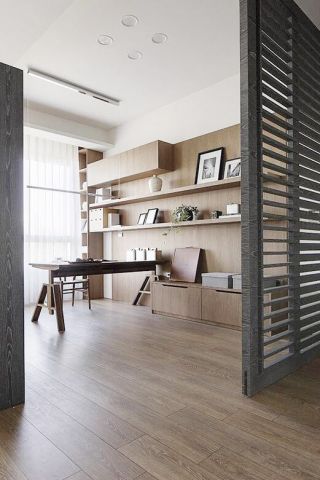 现代风格家庭样板房书房实木地板装潢设计图片