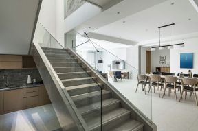 上海现代风格别墅楼梯玻璃扶手装修设计图