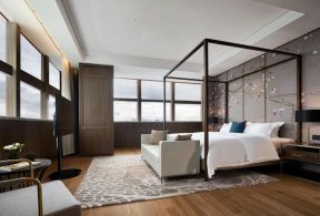 上海新中式风格酒店客房木地板装修图片