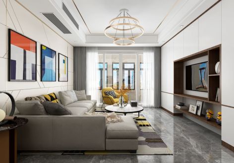 华海现代城122㎡三居室现代风格装修设计效果图