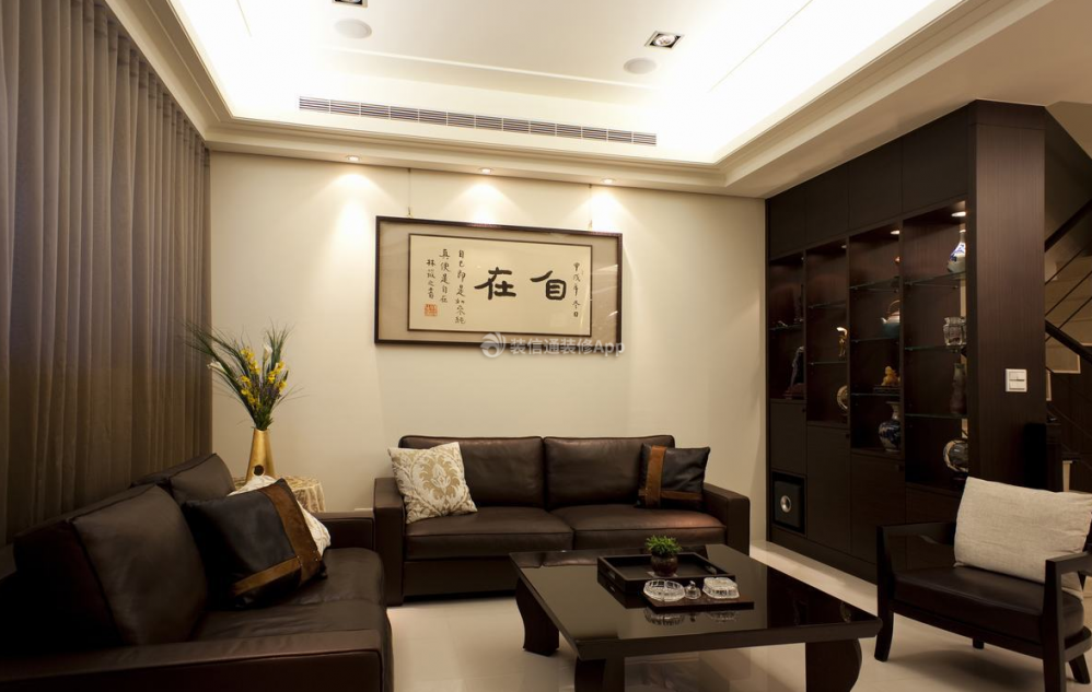 2023上海现代中式房屋客厅隔断柜装修图