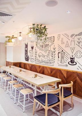 手绘背景墙设计效果图 咖啡馆设计风格