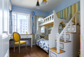 上海欧式风格房屋儿童卧室高低床装修图