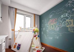 2023上海简约风格房屋儿童卧室黑板墙装修图