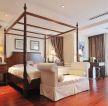 杭州美式风格高端别墅卧室四柱床装修效果图