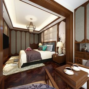 别墅510平新中式风格卧室装修效果图