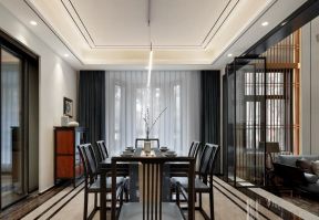 杭州新中式高端别墅餐厅装修设计图欣赏 