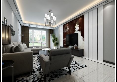 保利领秀山140平米四居室现代风格装修设计效果图案例