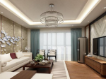 淮矿东方蓝海现代中式风格96平米三居室装修图片