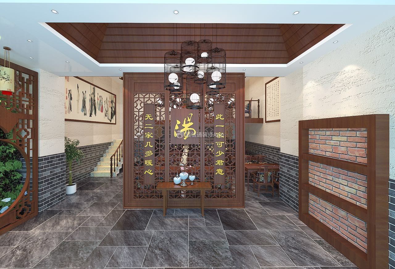 中式風格180平米餐廳玄關裝修效果圖實景圖