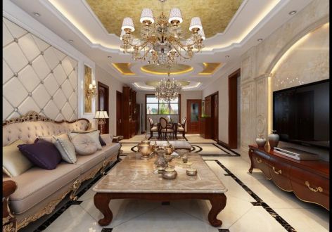 金色豪庭欧式风格140平米三居室装修设计效果图