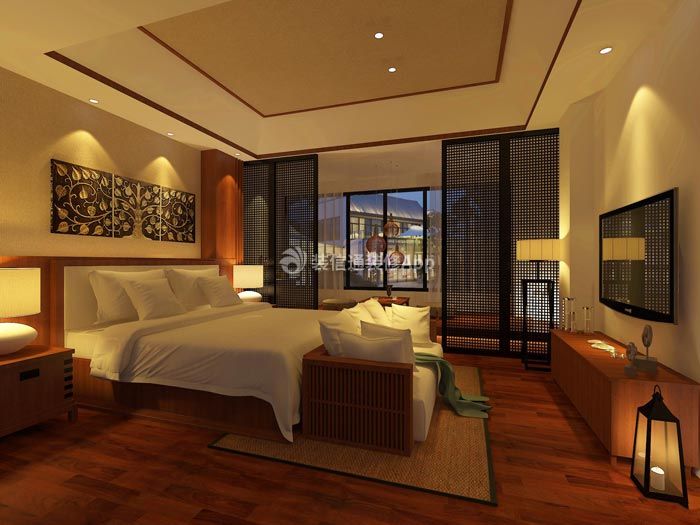 850平新中式风格酒店豪华客房装修效果图