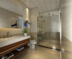 138平三居室新房卫生间玻璃隔断装修设计