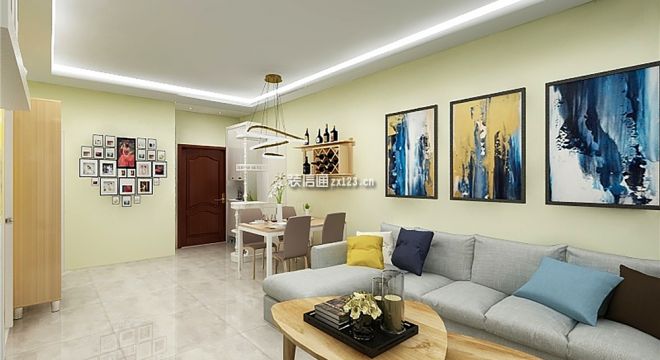 100平米二居室现代简约风格中梁首府装修设计效果图