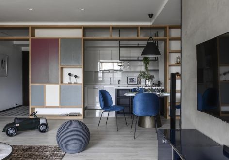 紫荆公寓96平米二居室混搭风格装修设计效果图