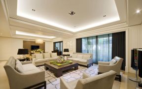 现代别墅客厅设计 白色沙发效果图 
