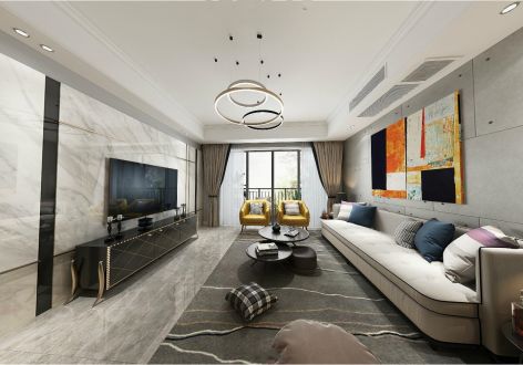 中交漫山叠拼155平米三居室现代轻奢风格装修效果图