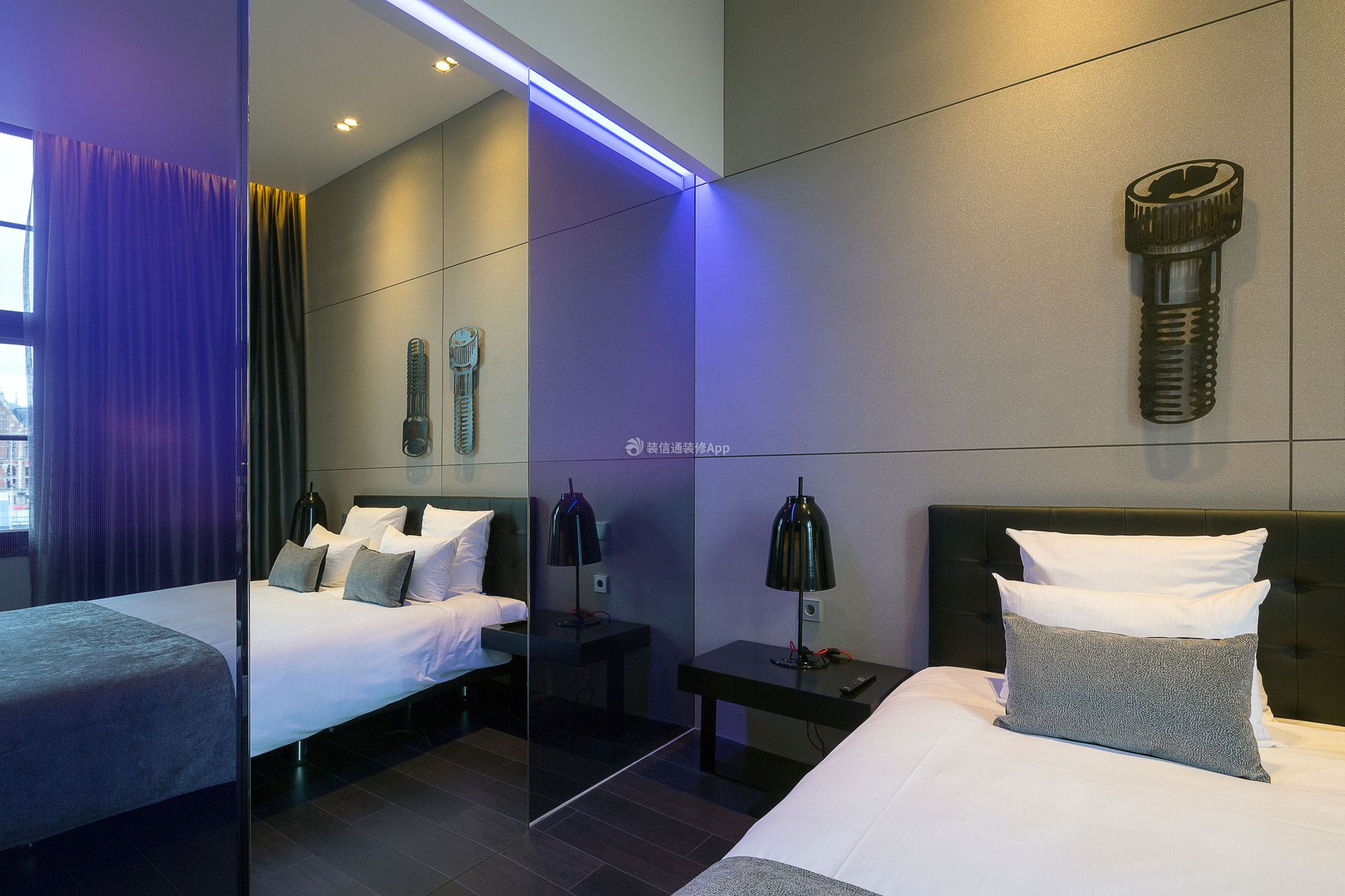 重庆酒店标准间玻璃隔断装修设计图